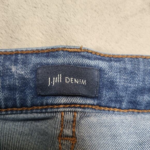 J. Jill Denim Jeans Womens 8P Blue Demi Boot Cut Stretch Raw Frayed Hem Petite - Picture 4 of 11